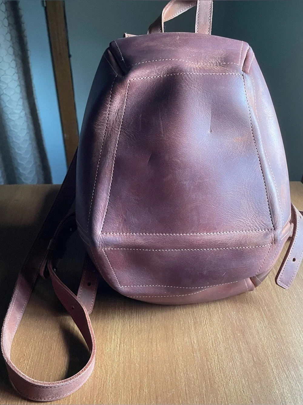 Leather Structured Mini Backpack Handmade
